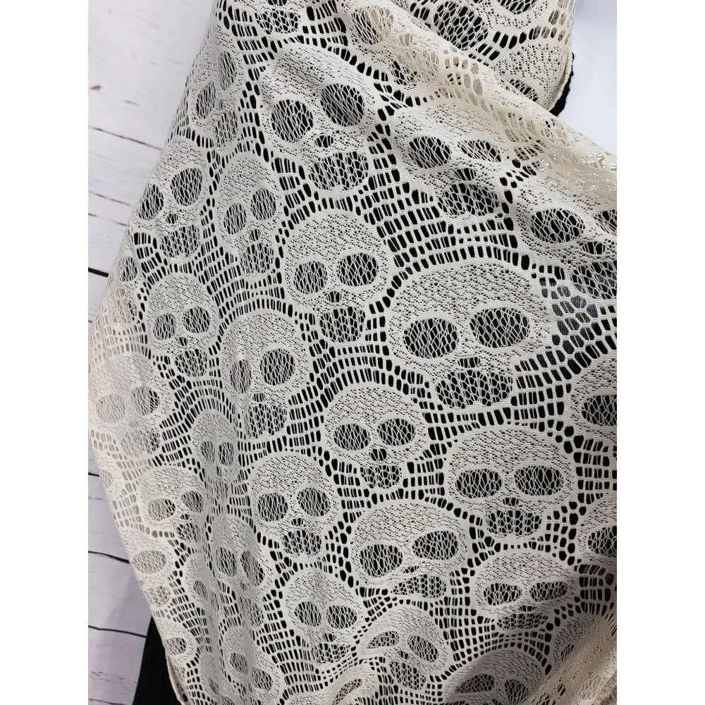 Charlotte Russe Skull Black cream lace infinity‎ scarf